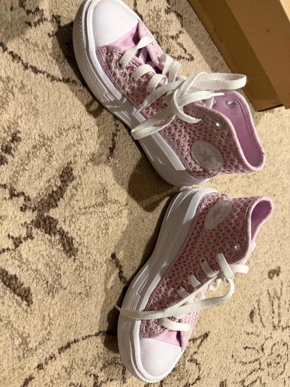 Pink High-Top converse Knit Sneakers